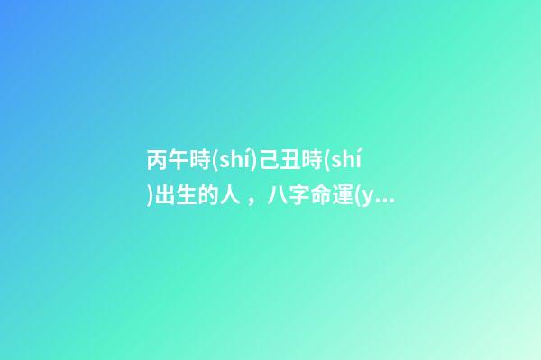 丙午時(shí)己丑時(shí)出生的人，八字命運(yùn)如何？